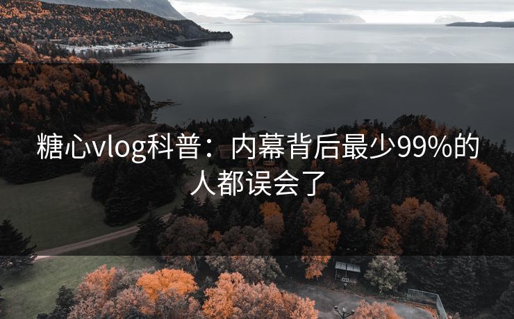 糖心vlog科普:内幕背后最少99%的人都误会了 糖心vlog科普:内幕背后最少99%的人都误会了