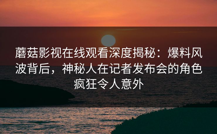 蘑菇影视在线观看深度揭秘：爆料风波背后，神秘人在记者发布会的角色疯狂令人意外