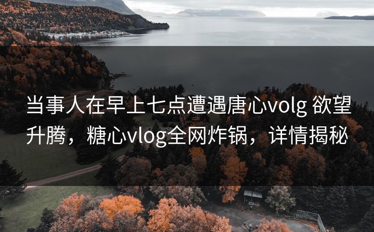 当事人在早上七点遭遇唐心volg 欲望升腾，糖心vlog全网炸锅，详情揭秘