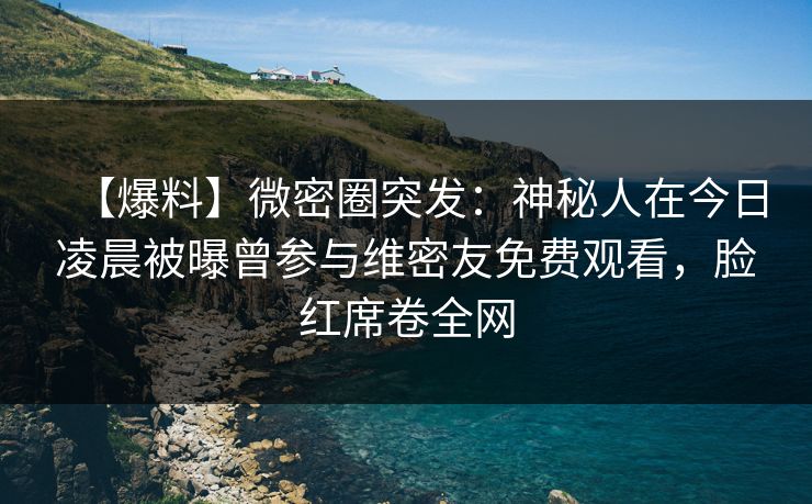 【爆料】微密圈突发：神秘人在今日凌晨被曝曾参与维密友免费观看，脸红席卷全网
